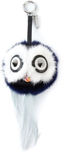 charm fendi owl|Fendi Owl with Leg Blue & Pink Fur Bag Charm .